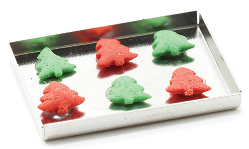 Dollhouse Miniature Christmas Cookies On Baking Sheet